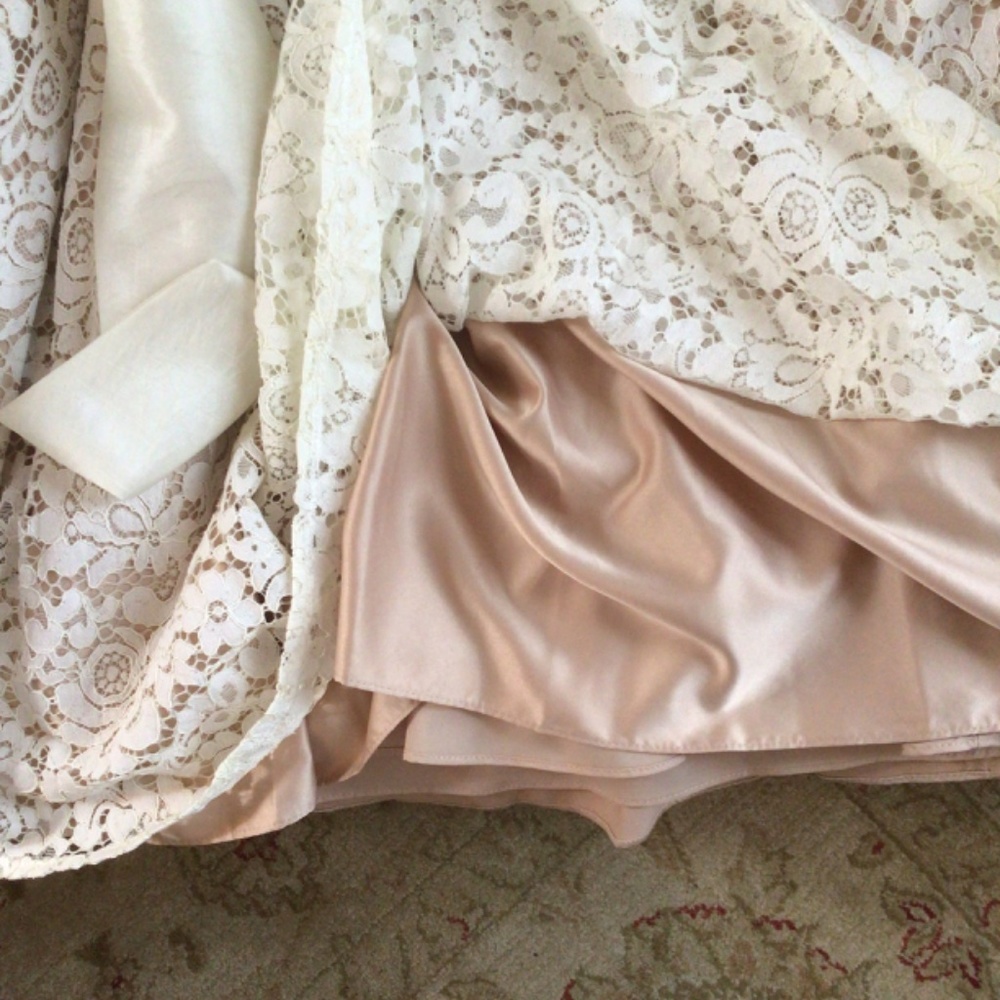 For Nordstrom by Eliza J Cream Lace Dress nude satin lining sz 2 - Picture 8 of 12
